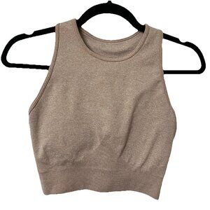 Bo + Tee Sports Bra Tank Womens S Neutral Ribbed Workout Running Yoga